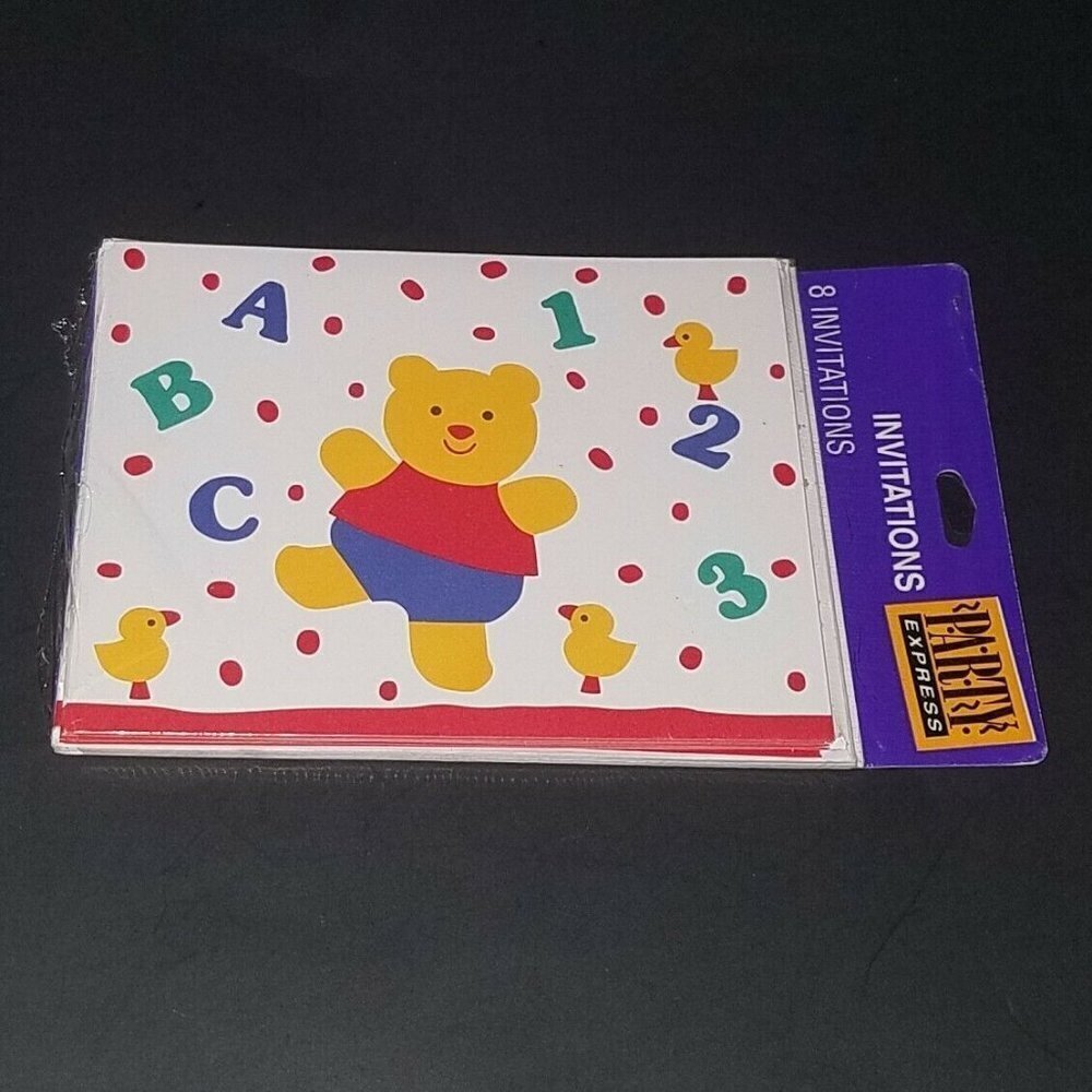 NEW Baby Shower Invitations (8 pack) Teddy Bear ABC 123 Party Express Unisex